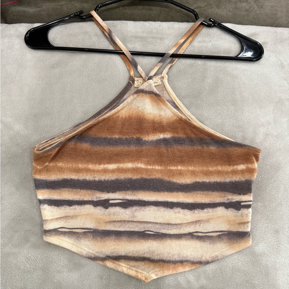 Earthy Striped Halter Neck Tank Top